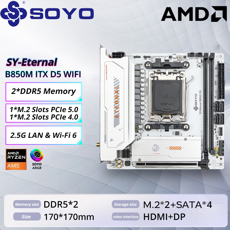 Ddr5 Kit - SOYO B850M ARGB 마더보드 WIFI6 미니-ITX