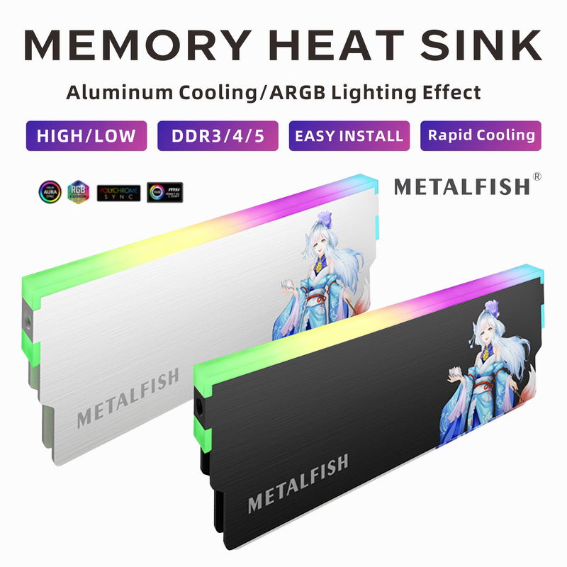 Ddr5 Rgb Ram - METALFISH DRAM 방열판 5V-3PIN ARGB DDR3